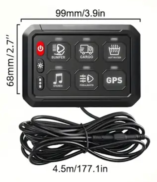 6 Way 12v/24v LED Switch Panel With Control Unit