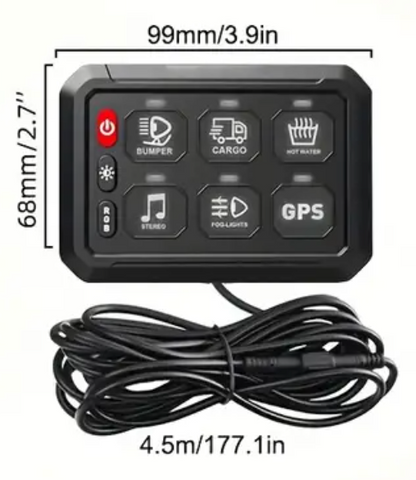 6 Way 12v/24v LED Switch Panel With Control Unit
